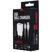 Incarcator Retea Cu Cablu microUSB MaXlife MXTC-01, 10.5W, 2.1A, 1 x USB-A, Alb