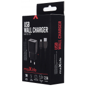 Incarcator Retea Cu Cablu microUSB MaXlife MXTC-01, 10.5W, 2.1A, 1 x USB-A, Negru