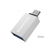 Adaptor OTG USB-A - microUSB Borofone BV2, Argintiu