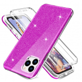 Husa TPU OEM Shockproof Glitter Full Cover pentru Apple iPhone 11 Pro, Mov