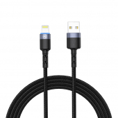 Cablu Date si Incarcare USB la Lightning Tellur LED, 3A, 1.2 m, Negru TLL155373