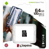 Card Memorie microSDXC Kingston Canvas Select Plus, 64Gb, Clasa 10 / UHS-1 U1 SDCS2/64GBSP