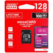Card Memorie MicroSDXC GoodRam cu adaptor, 128Gb, Clasa 10 - UHS-1 U1, Blister 