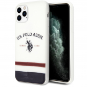 Husa pentru Apple iPhone 11 Pro, U.S. Polo, Tricolore Blurred, Alba USHCN58PCSTRB