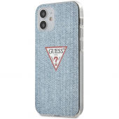 Husa Plastic - TPU Guess Denim Triangle pentru Apple iPhone 12 mini, Bleu GUHCP12SPCUJULLB