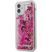 Husa TPU Karl Lagerfeld Liquid Glitter Charms pentru Apple iPhone 12 mini, Roz KLHCP12SROPI