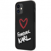 Husa TPU Karl Lagerfeld Forever pentru Apple iPhone 12 mini, Neagra KLHCP12SSILKRBK