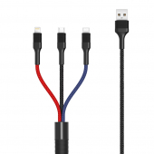 Cablu Incarcare USB - Lightning / USB Type-C / MicroUSB Blue Power BPNB54, 1.2 m, 3 in 1, Multicolor