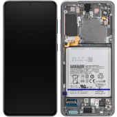 Display - Touchscreen Samsung Galaxy S21 5G, Cu Rama, Acumulator si Piese, Gri, Service Pack GH82-24716A 