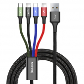 Cablu Incarcare USB - 2 x Lightning / USB Type-C / MicroUSB Baseus, 1.2 m, 3.5A, Negru CA1T4-A01 