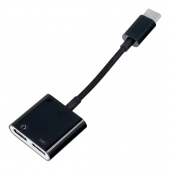 Adaptor Audio USB Type-C la USB Type-C OEM, 0.15 m, Negru 
