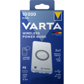 Baterie Externa Powerbank Varta Wireless, 10000 mA, Quick Charge 3.0 - Power Delivery (PD) - Fast Wireless, Argintie