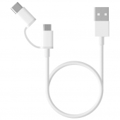 Cablu Date si Incarcare USB-A - USB-C / microUSB Xiaomi, 18W, 0.3m, Alb SJV4083TY