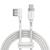 Cablu Incarcare USB Type-C - T MagSafe Baseus Zinc Angular L-Shape, pentru Apple MacBook Air 13 / Macbook Air 11 / Macbook Pro 14 / Macbook Air 17, Magnetic, 60W, 2m, Alb 