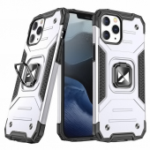 Husa Plastic - TPU WZK Ring Tough Armor Kickstand pentru Apple iPhone 13 Pro, Argintie 