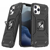 Husa Plastic - TPU WZK Ring Tough Armor Kickstand pentru Apple iPhone 13 Pro, Neagra 