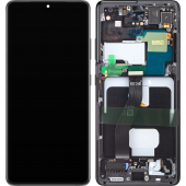 Display - Touchscreen Samsung Galaxy S21 Ultra 5G, Cu Rama, fara camera frontala, Negru, Service Pack GH82-26035A 