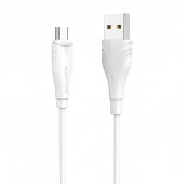 Cablu Date si Incarcare USB la MicroUSB Borofone Optimal BX18, 2 m, Alb 