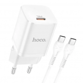 Incarcator Retea cu cablu USB Tip-C HOCO N19, Quick Charge, 25W, 1 X USB Tip-C, Alb 