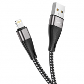 Cablu Date si Incarcare USB la Lightning HOCO X57 Blessing, 1 m, 2.4A, Negru 