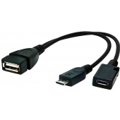 Adaptor OTG USB la 2 X MICRO USB-B (T + M) Gembird, Negru A-OTG-AFBM-04 