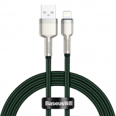 Cablu Date si Incarcare USB-A - Lightning Baseus Cafule Metal Series, 18W, 1m, Verde CALJK-A06 