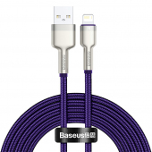 Cablu Date si Incarcare USB la Lightning Baseus Cafule Series Metal, 2 m, 2.4A, Mov CALJK-B05 