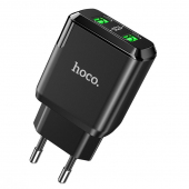 Incarcator Retea HOCO N6, 18W, 3A, 2 x USB-A, Negru