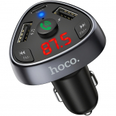 Modulator FM Bluetooth HOCO E51 Road treasure, Buton Apel, 2 x USB - 1 x USB Type-C, 18W, Negru 