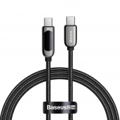 Cablu Date si Incarcare USB-C - USB-C Baseus Display, 100W, 1m, Negru CATSK-B01