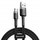 Cablu Date si Incarcare USB la MicroUSB Baseus Cafule, 1 m, 2.4A, Negru Gri CAMKLF-BG1 