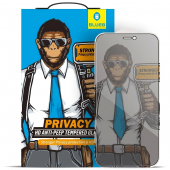 Folie de protectie Ecran Privacy Mr. Monkey Glass pentru Apple iPhone 13, Sticla securizata, Full Glue, 5D