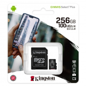 Card Memorie MicroSDXC Kingston Canvas Select Plus Android A1, cu adaptor, 256GB, Clasa 10 / UHS-1 U1 SDCS2/256GB 