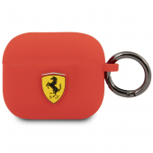 Husa Protectie Casti Ferrari pentru Apple AirPods 3, FEA3SILRE, Rosie, Resigilat 