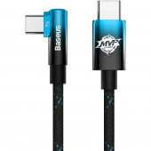 Cablu Date si Incarcare USB-C - USB-C Baseus MVP 2 Elbow Right Angle, 100W, 2m, Albastru CAVP000721 