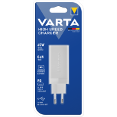 Incarcator Retea Varta GaN, 65W, 3.25A, 1 x USB-A - 2 x USB-C, Alb 57956101401