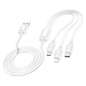 Cablu Incarcare USB la Lightning / USB Type-C / MicroUSB HOCO X74, 1 m, Alb 