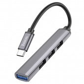 Hub USB Type-C HOCO HB26, 4in1, 1 x USB 3.0 - 3 x USB2.0, Gri Inchis 