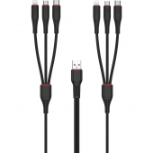 Cablu Incarcare USB la Lightning / USB Type-C / MicroUSB XO Design NB196, 2 m, Negru
