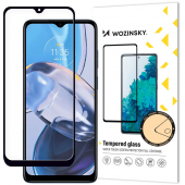 Folie de protectie Ecran WZK pentru Motorola Moto E22i / E22, Sticla securizata, Full Glue, Case Friendly, Neagra