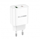 Incarcator Retea USB BLUE Power BC80A, Quick Charge, 20W, 1 X USB - 1 X USB Type-C, Alb 