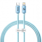 Cablu Date si Incarcare USB-C - Lightning Baseus Crystal Shine Series, 20W, 1.2m, Albastru CAJY001303