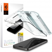 Folie de protectie Ecran Spigen EZ FIT pentru Apple iPhone 15, Sticla Securizata, Full Glue, 2.5D, Case Friendly, Neagra AGL06908 