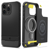 Husa MagSafe pentru Apple iPhone 15 Pro, Spigen, Rugged Armor, Neagra ACS06703 