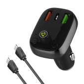 Modulator FM Bluetooth Ldnio C704Q-2, 2 x USB-A - 1 x USB C - microSD 
