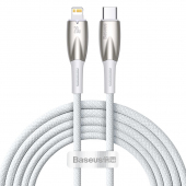 Cablu Date si Incarcare USB-C - Lightning Baseus Glimmer Series, 20W, 2m, Alb CADH000102 