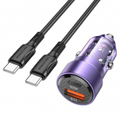 Incarcator Auto Cu Cablu USB-C Borofone BZ20 Smart, 38W, 3A, 1 x USB-A - 1 x USB-C, Mov