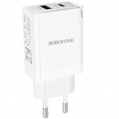 Incarcator Retea Borofone BN16 Tough, 45W, 3A, 1 x USB-A - 1 x USB-C, Alb 