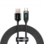 Cablu Date si Incarcare USB-A - USB-C Baseus Display Fast Charging, 66W, 1m, Negru CASX020001 