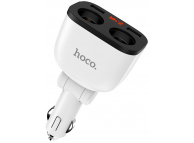 Adaptor Auto HOCO Z28 Power Ocean, 2 iesiri bricheta, 2 porturi USB, Afisaj LED, Alb